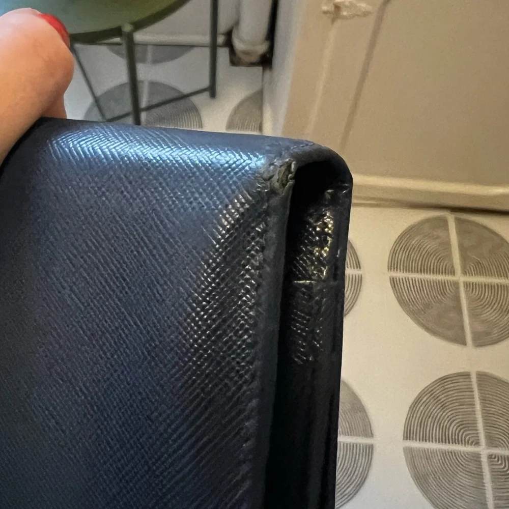 Authentic Prada Continental Wallet with Removable Card Sleeve - Navy Blue - Picture 9 of 13
